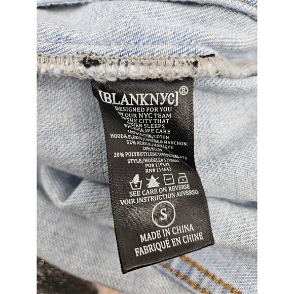 New BlankNYC Blooming Denim Jacket Womens S Sweater Sleeves Hooded Blank NYC - Picture 6 of 7